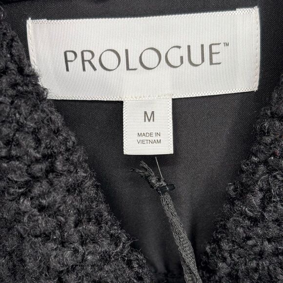 Prologue Black Textured Bouclé Sleeveless Sweater Vest Coat Size Medium NWT - Picture 2 of 8